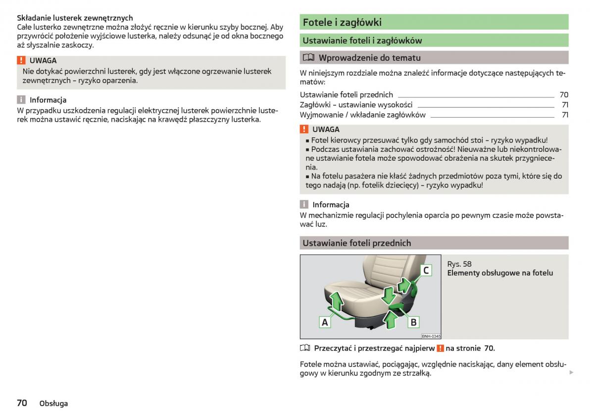 Skoda Rapid instrukcja obslugi / page 72