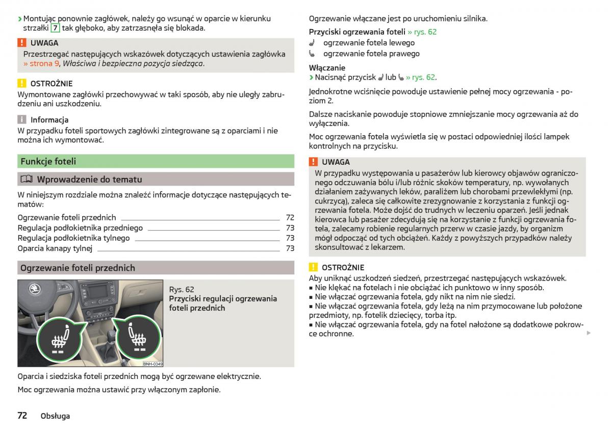 Skoda Rapid instrukcja obslugi / page 74