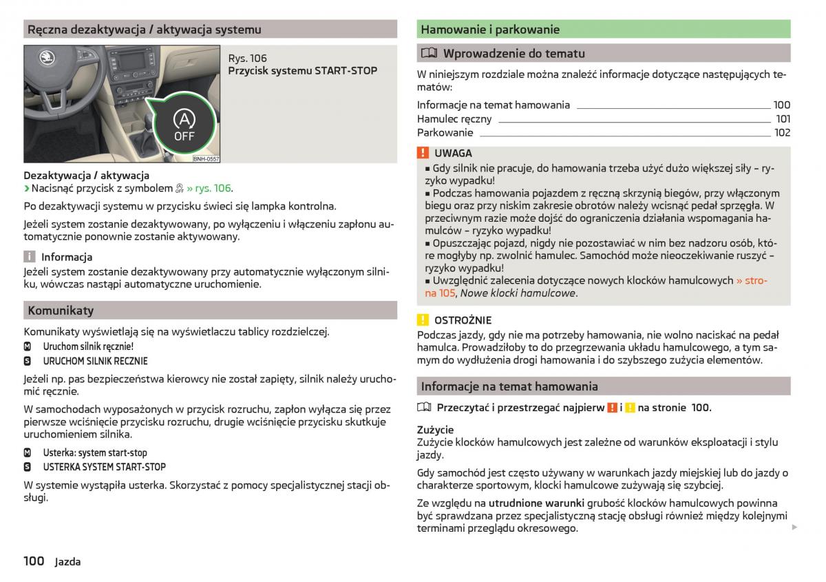 Skoda Rapid instrukcja obslugi / page 102