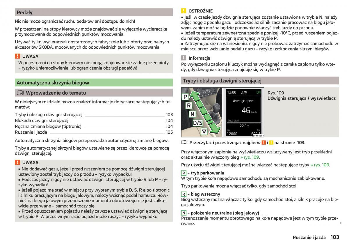 Skoda Rapid instrukcja obslugi / page 105