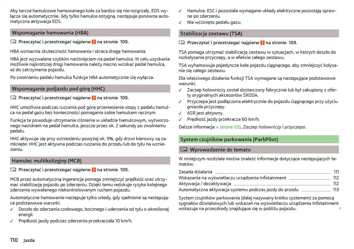 Skoda Rapid instrukcja obslugi / page 112