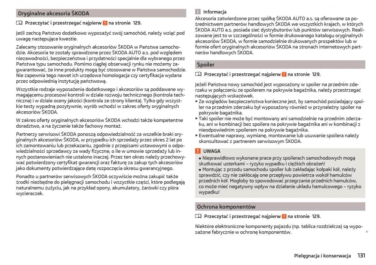 Skoda Rapid instrukcja obslugi / page 133