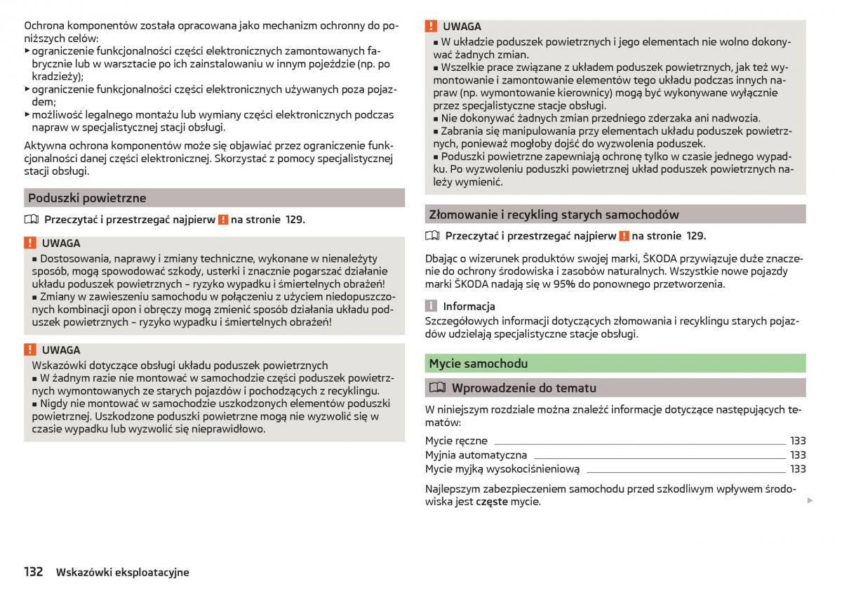 Skoda Rapid instrukcja obslugi / page 134