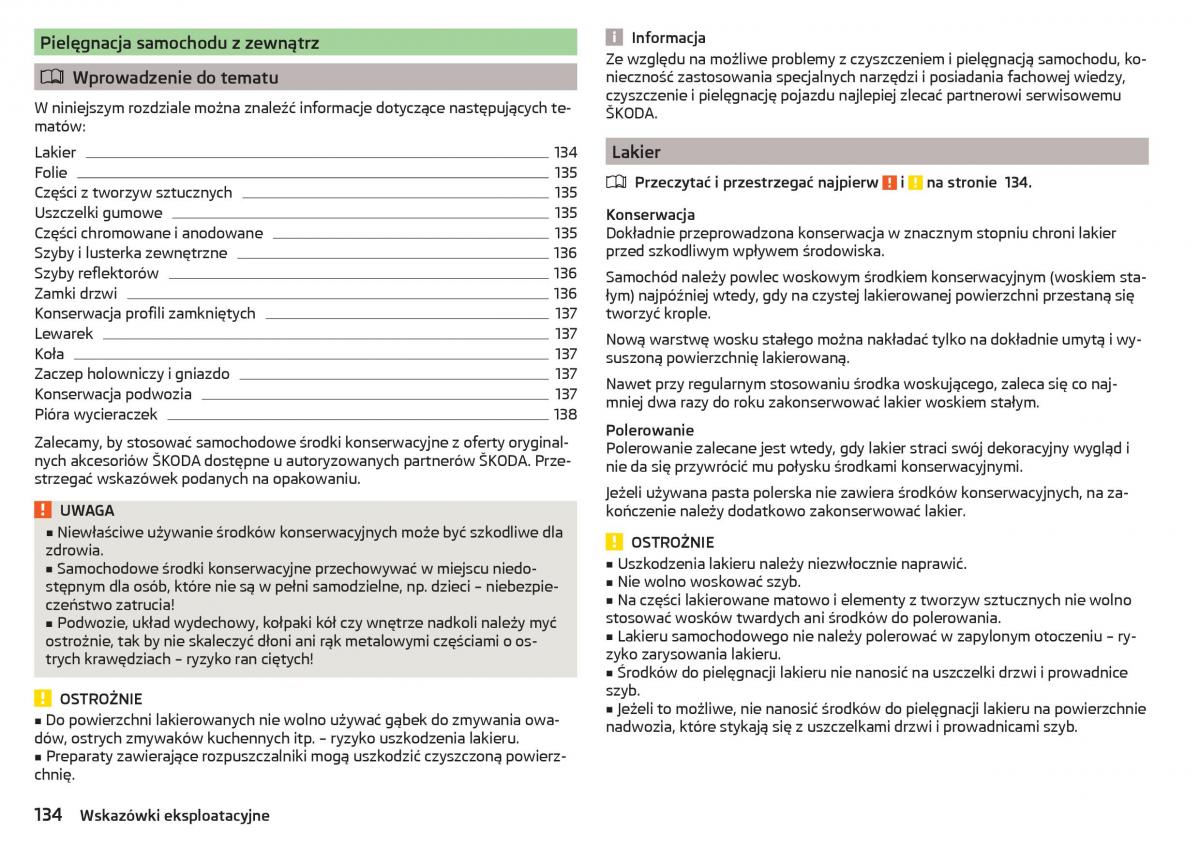 Skoda Rapid instrukcja obslugi / page 136