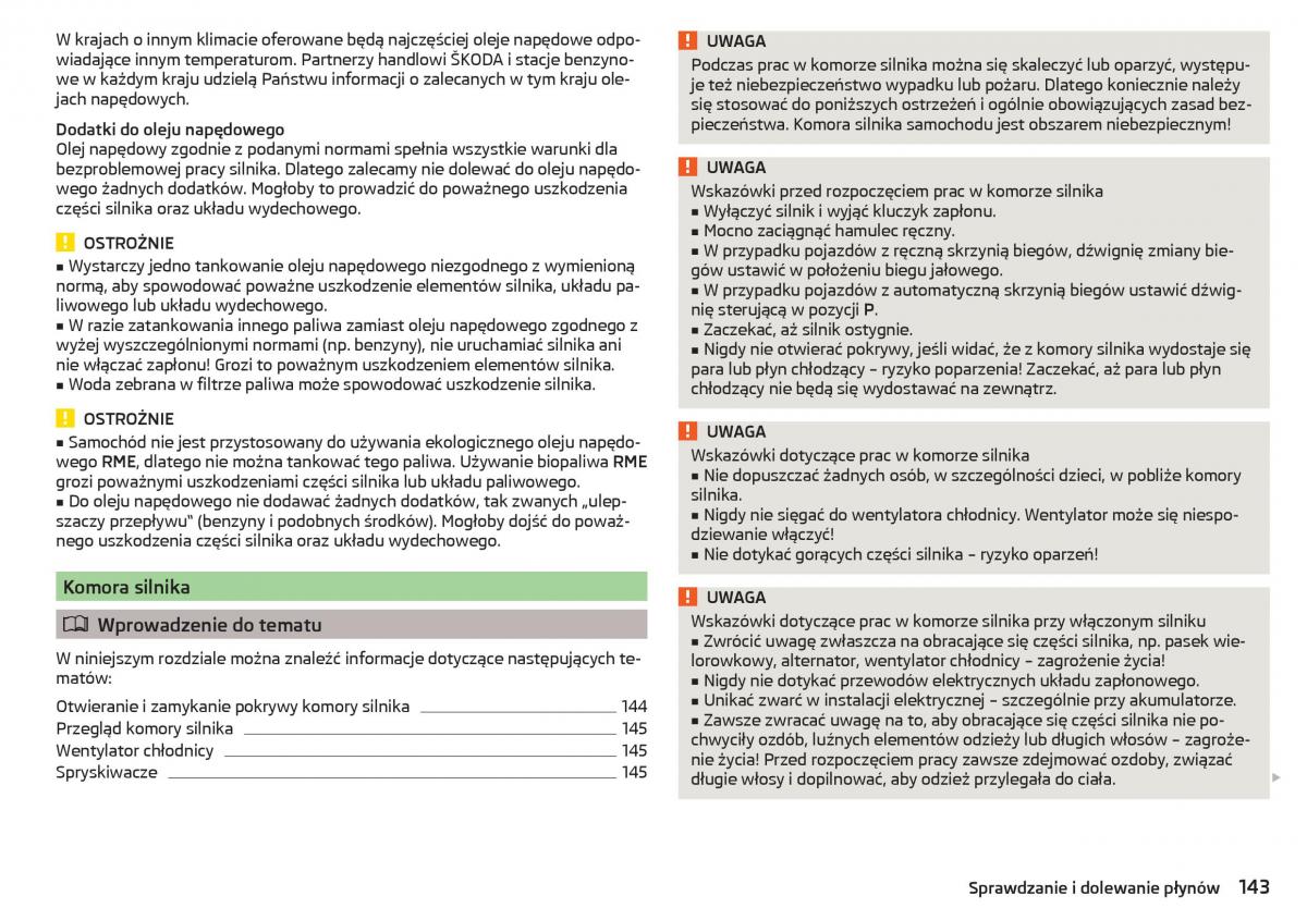 Skoda Rapid instrukcja obslugi / page 145