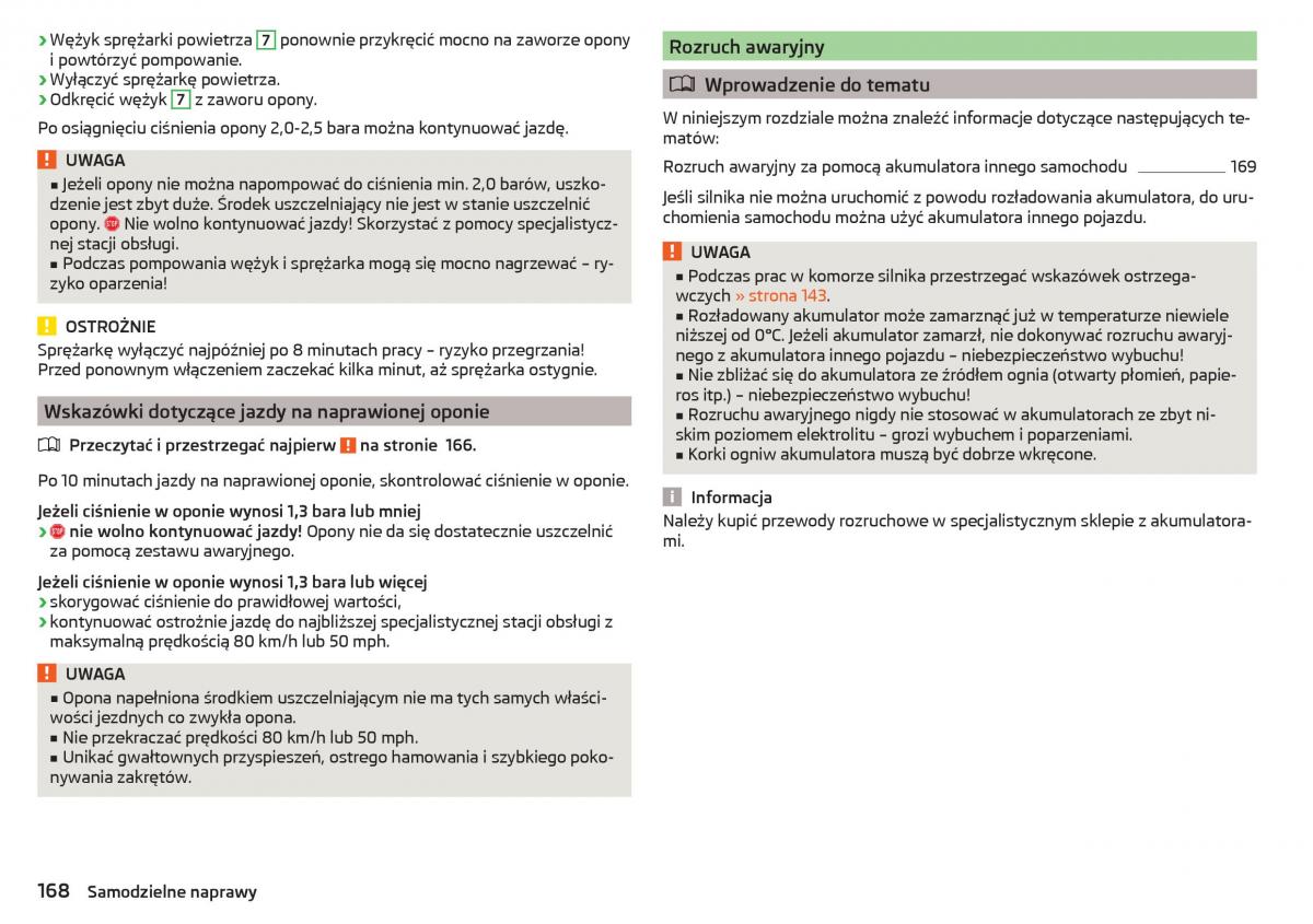 Skoda Rapid instrukcja obslugi / page 170