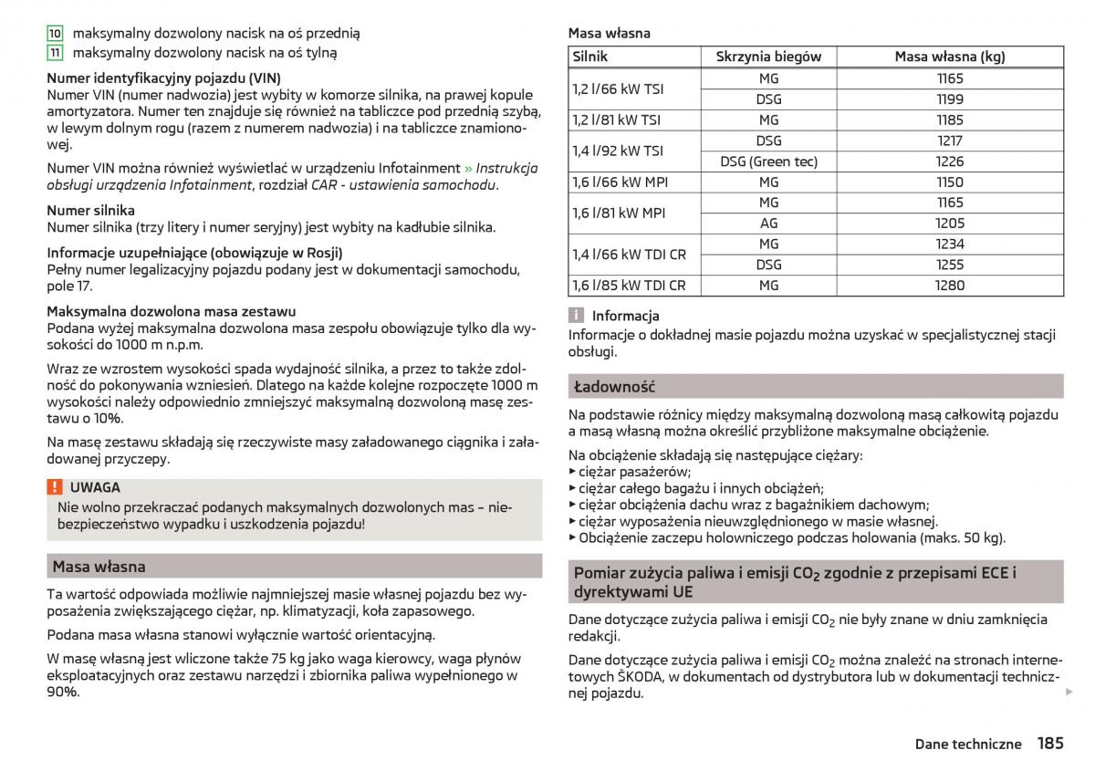 Skoda Rapid instrukcja obslugi / page 187