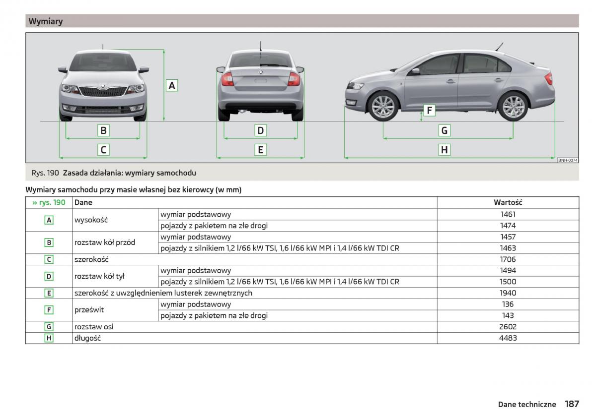 Skoda Rapid instrukcja obslugi / page 189