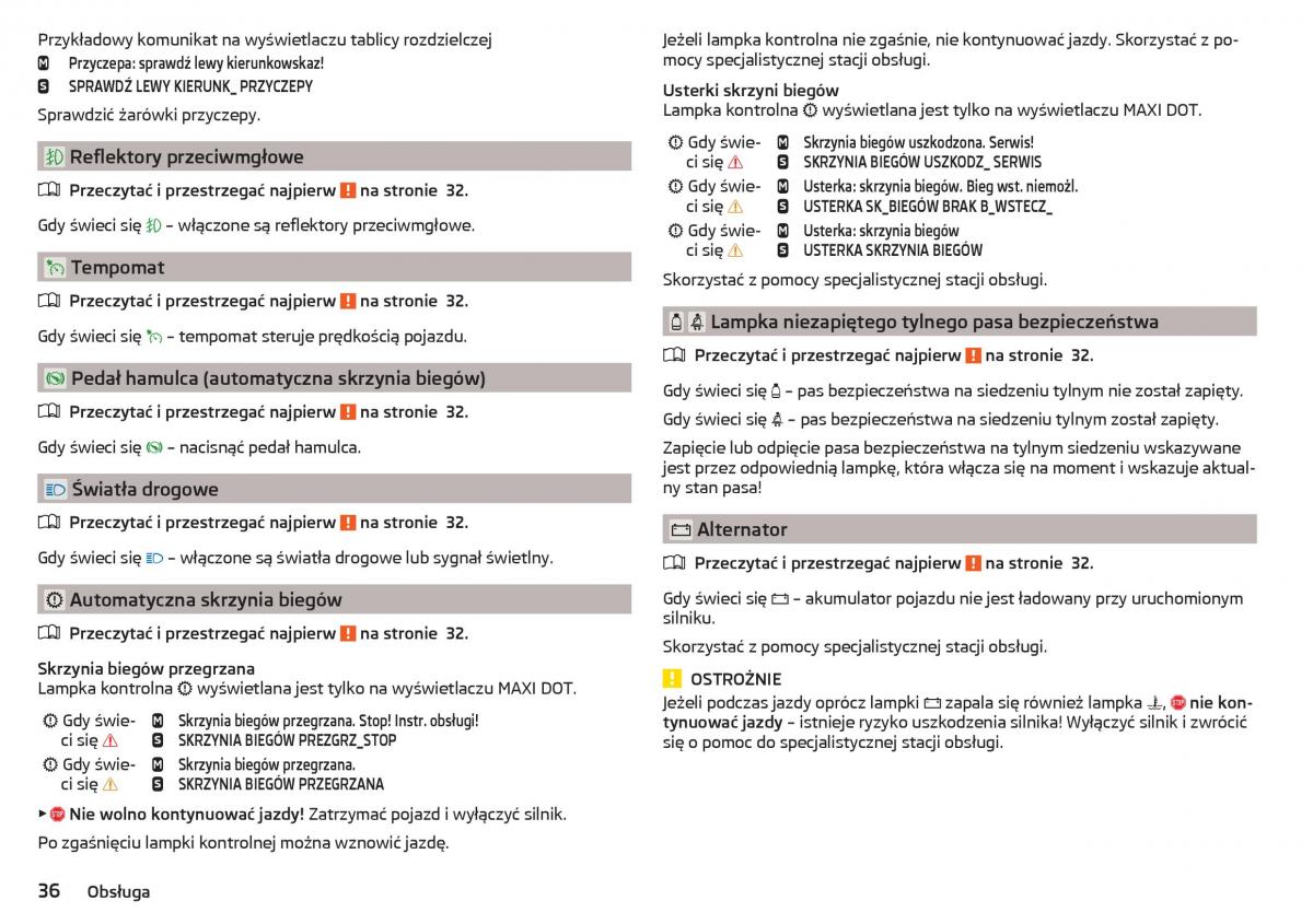 Skoda Rapid instrukcja obslugi / page 38