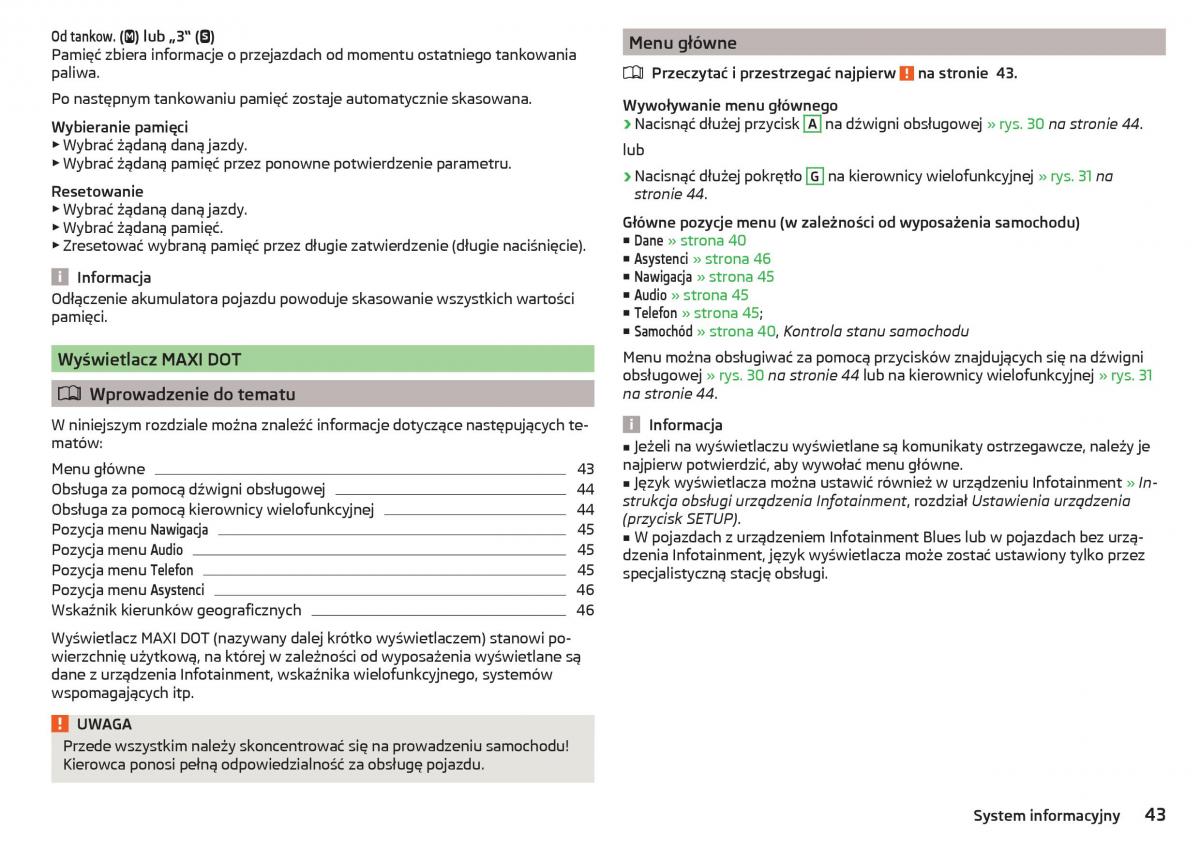 Skoda Rapid instrukcja obslugi / page 45