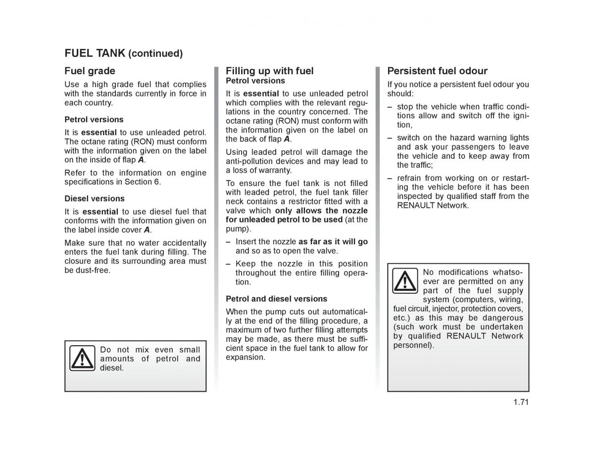 Renault Trafic II 2 owners manual / page 76