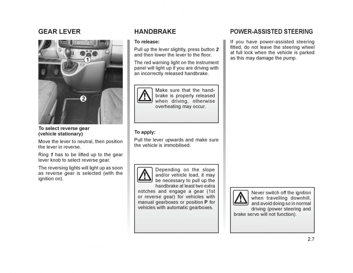 Renault Trafic II 2 owners manual / page 84