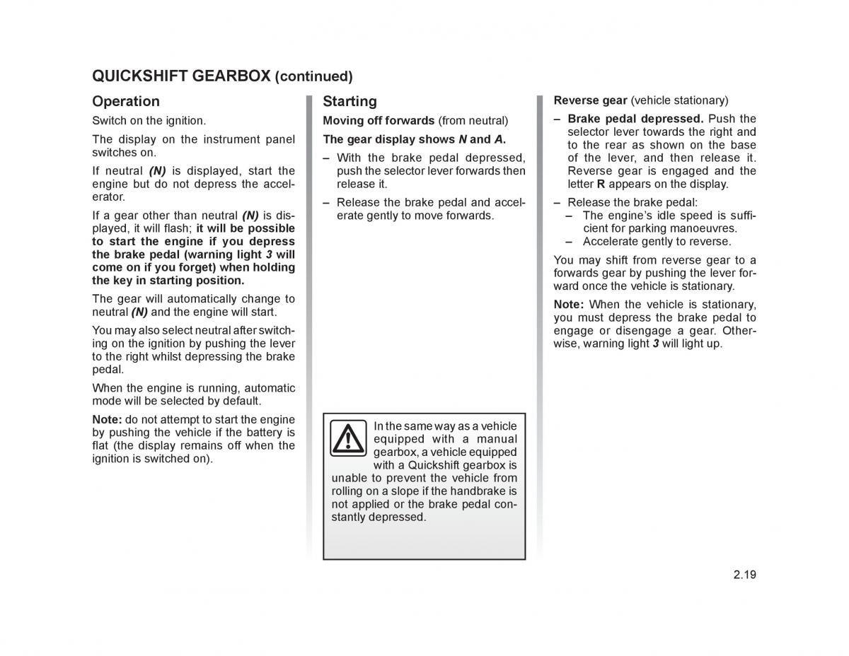 Renault Trafic II 2 owners manual / page 96