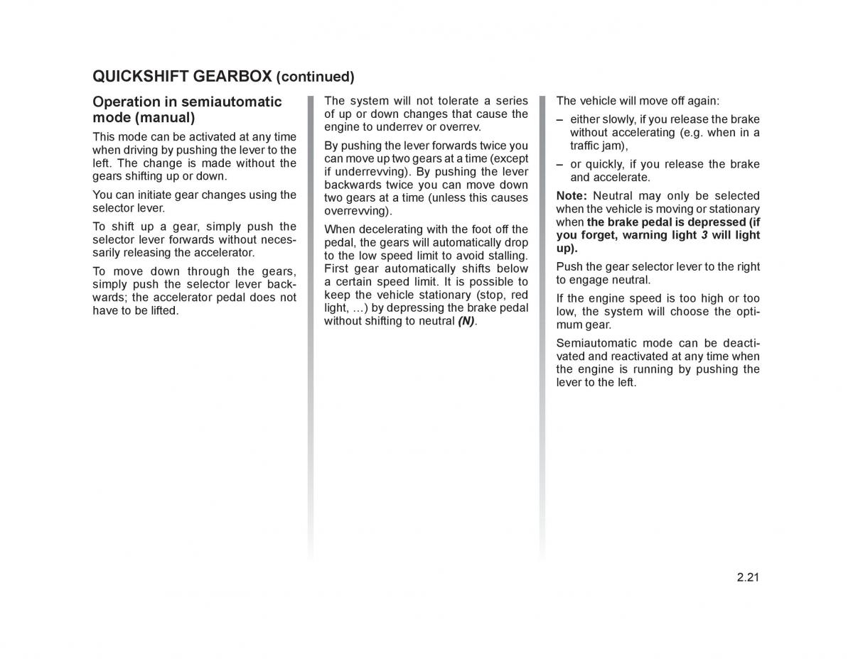 Renault Trafic II 2 owners manual / page 98