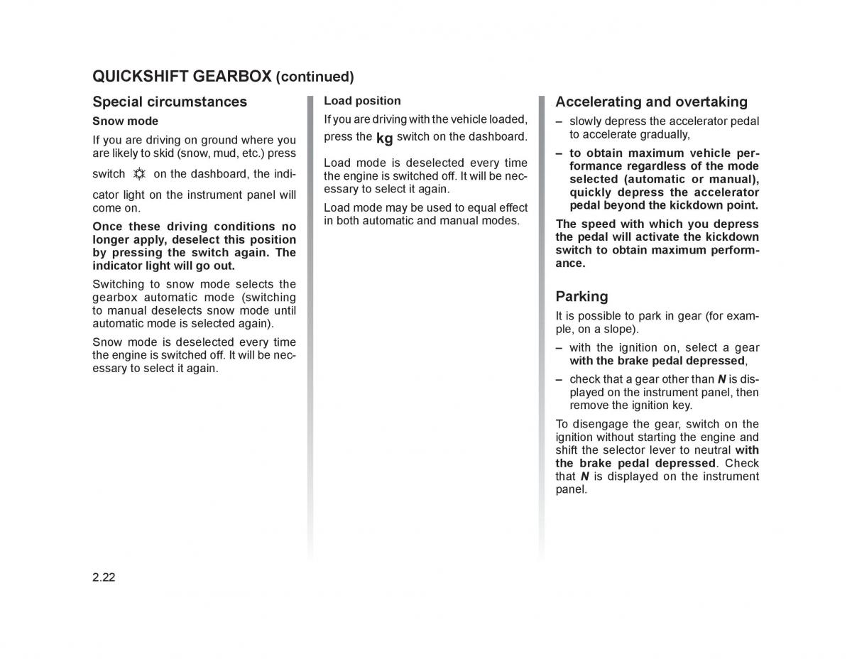 Renault Trafic II 2 owners manual / page 99