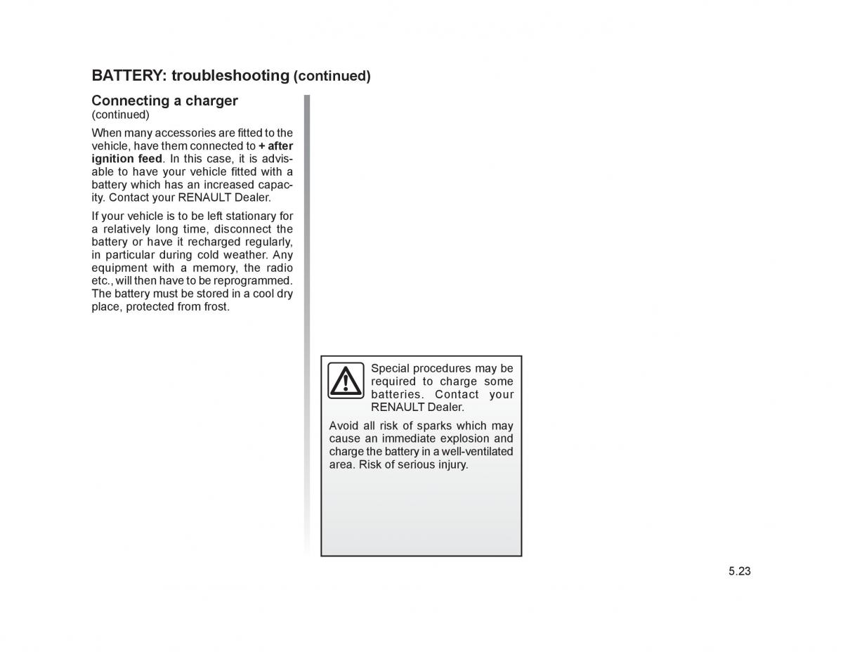 Renault Trafic II 2 owners manual / page 172