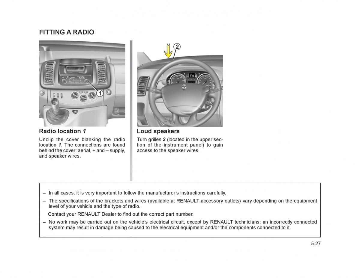 Renault Trafic II 2 owners manual / page 176