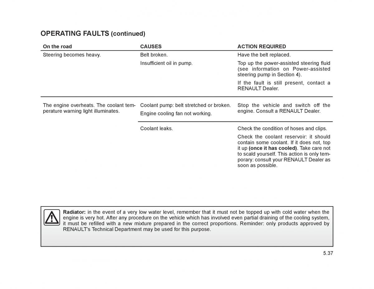 Renault Trafic II 2 owners manual / page 186