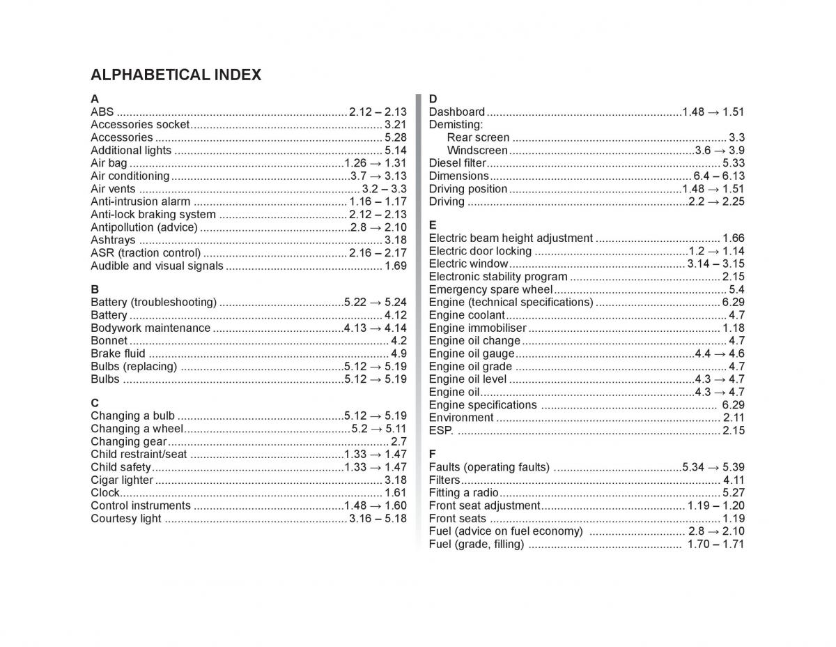 Renault Trafic II 2 owners manual / page 222