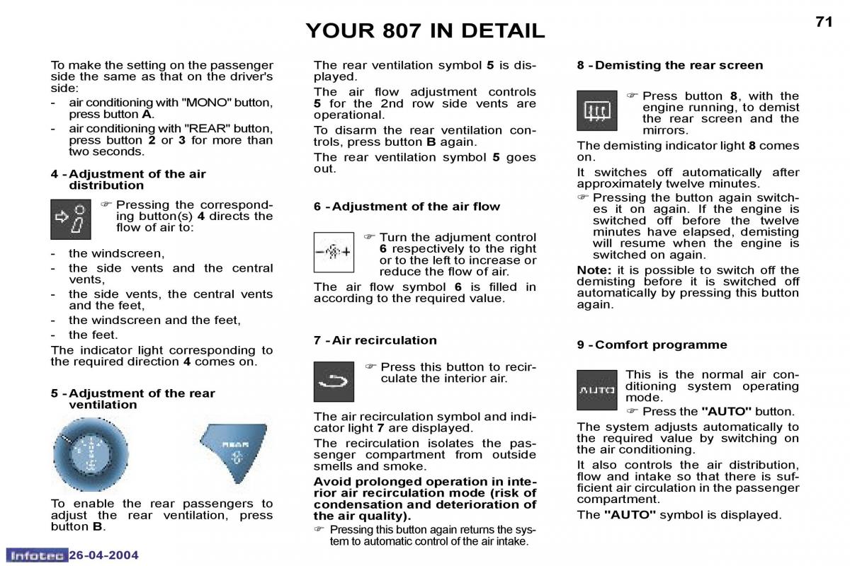 Peugeot 807 owners manual / page 58