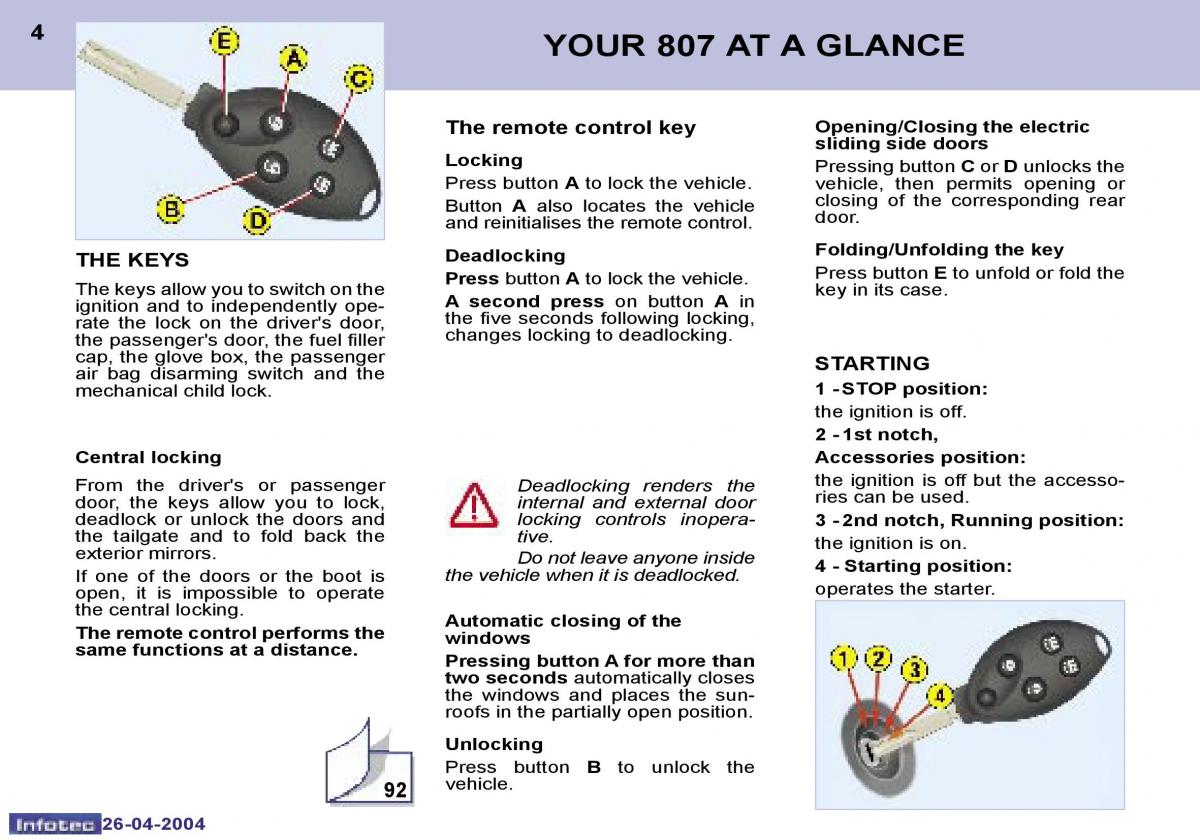 Peugeot 807 owners manual / page 51