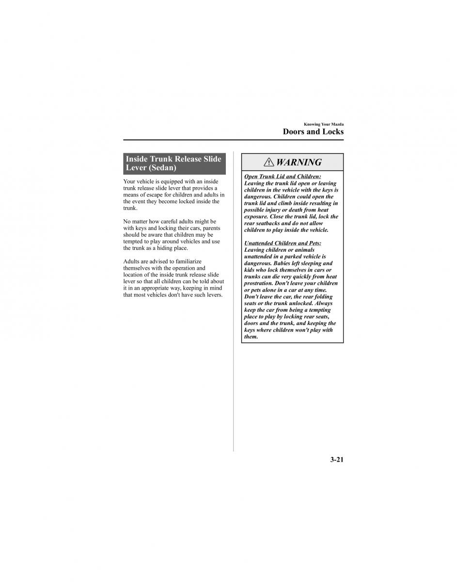 manual  Mazda 6 I 1 Atenza owners manual / page 97