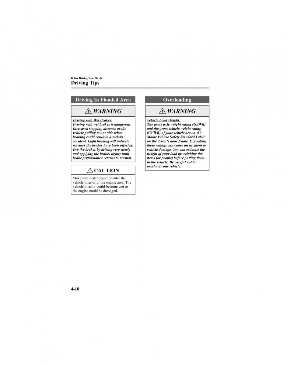 manual  Mazda 6 I 1 Atenza owners manual / page 122