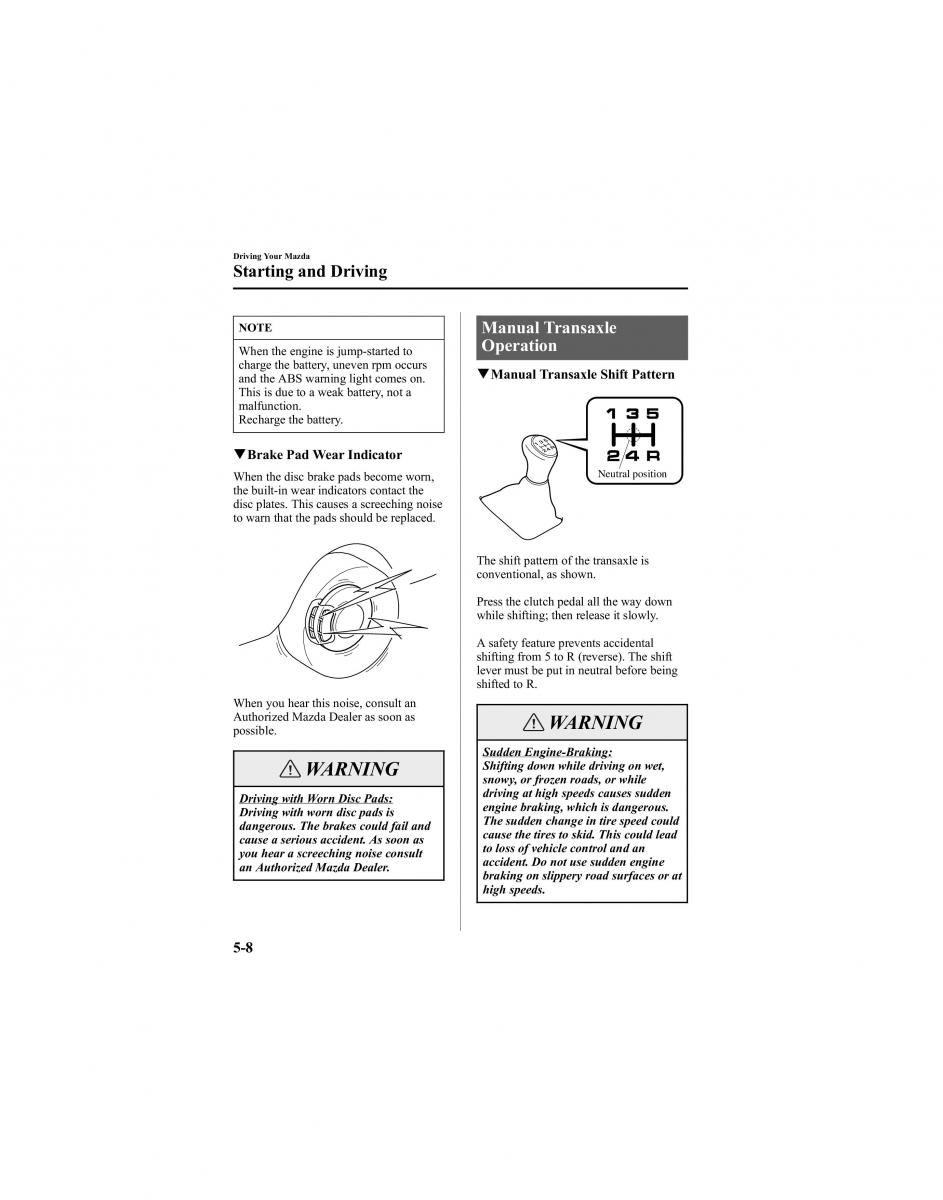 manual  Mazda 6 I 1 Atenza owners manual / page 132