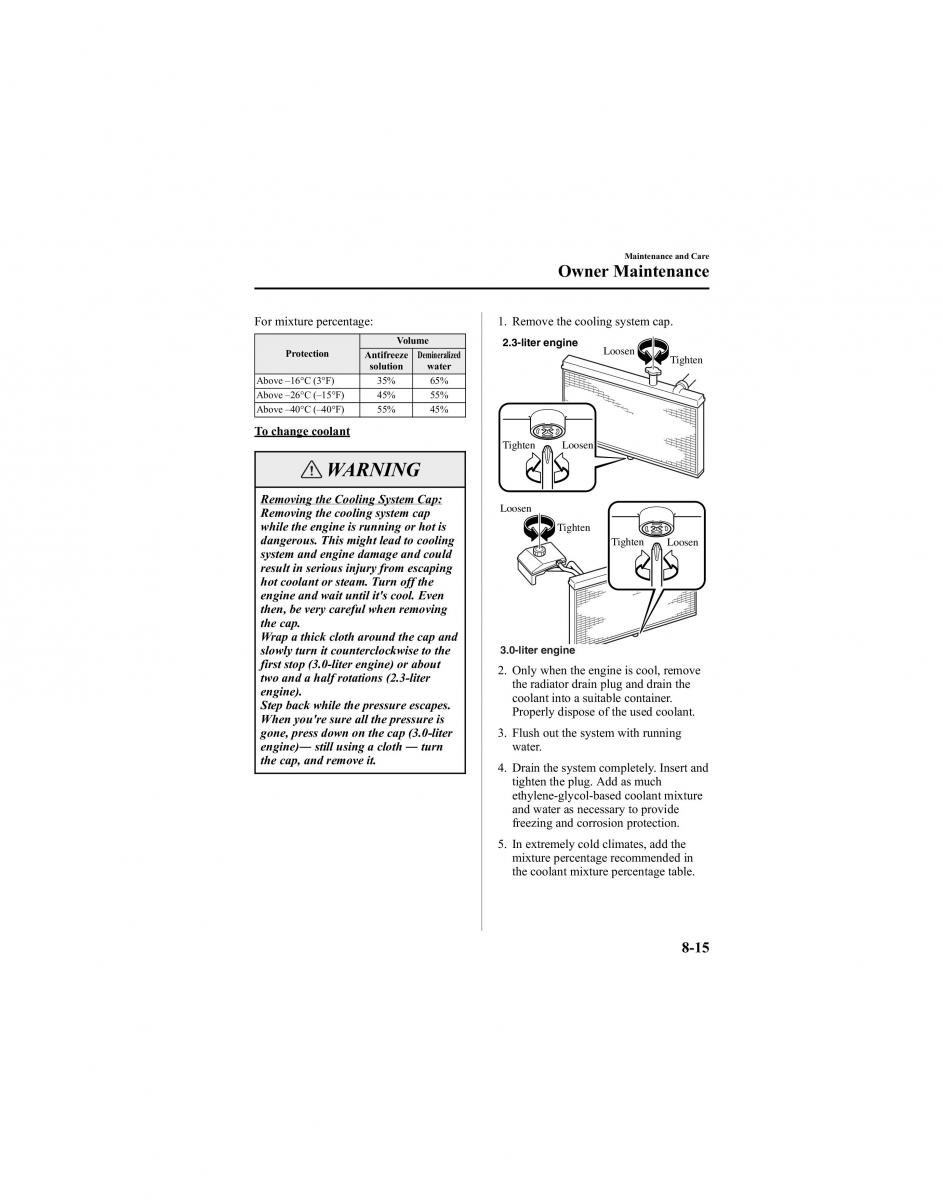 manual  Mazda 6 I 1 Atenza owners manual / page 265