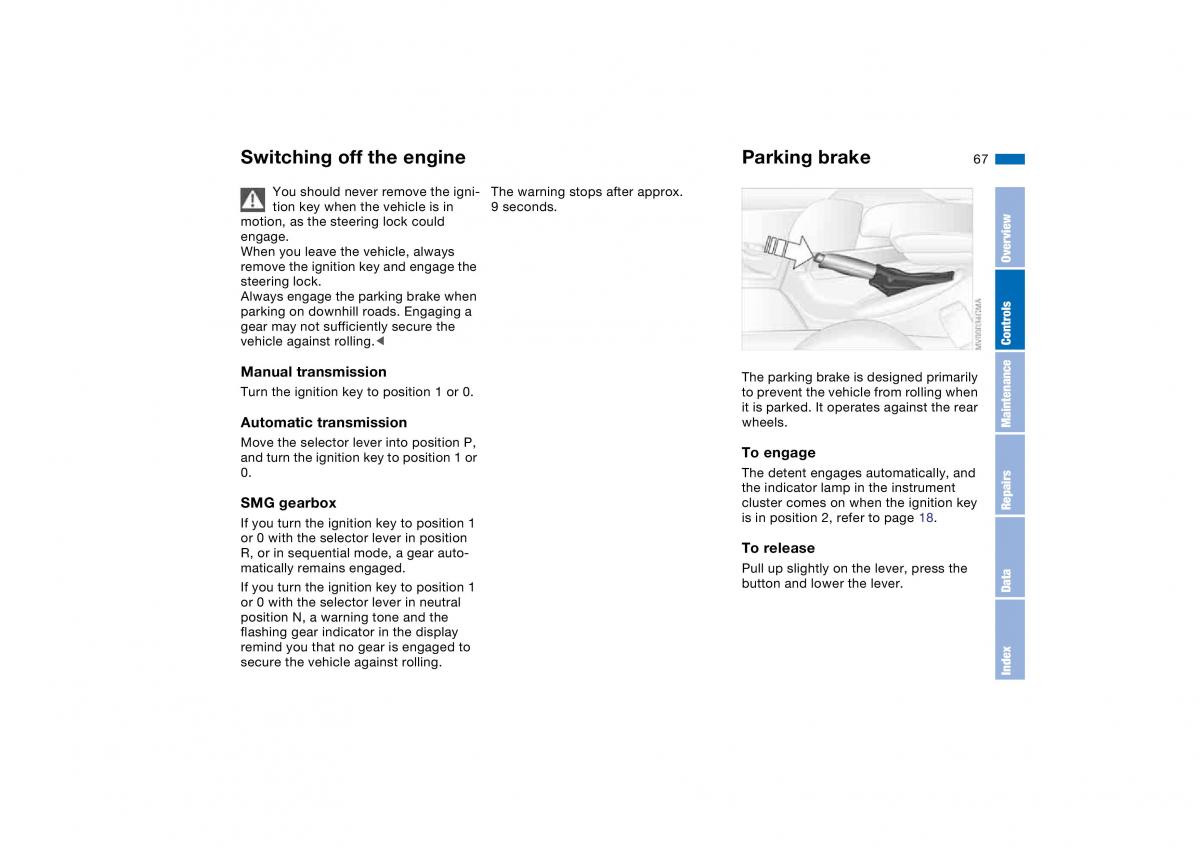 BMW E46 owners manual / page 67