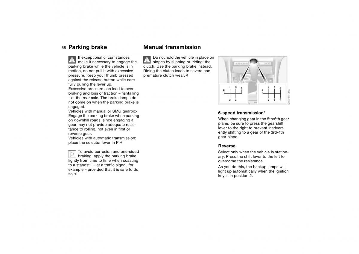 BMW E46 owners manual / page 68