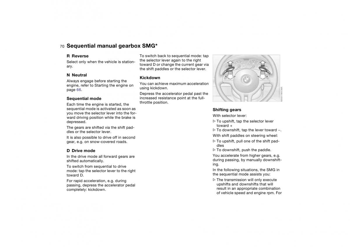 BMW E46 owners manual / page 70