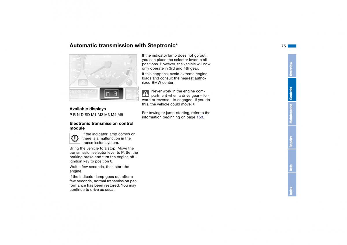 BMW E46 owners manual / page 75