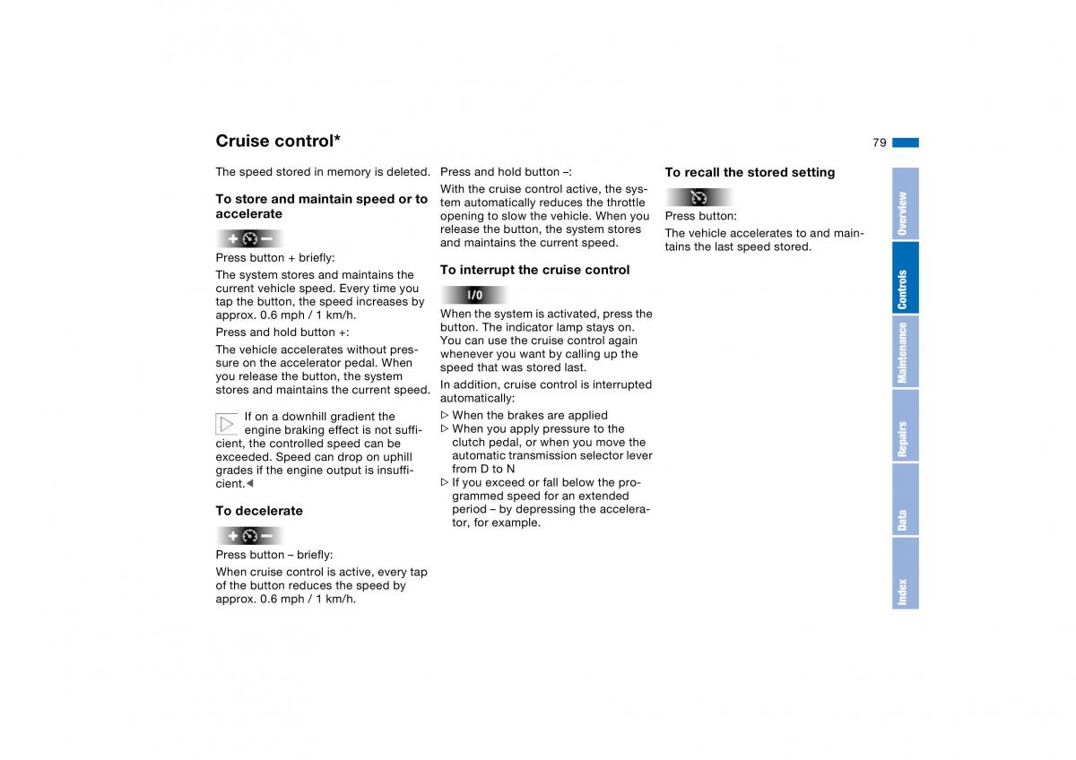 BMW E46 owners manual / page 79