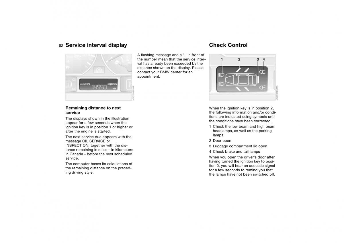 BMW E46 owners manual / page 82