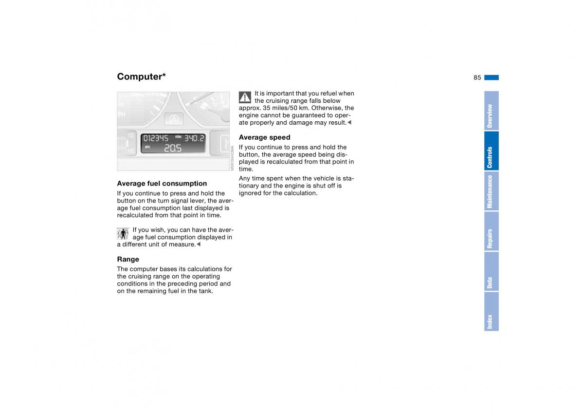 BMW E46 owners manual / page 85