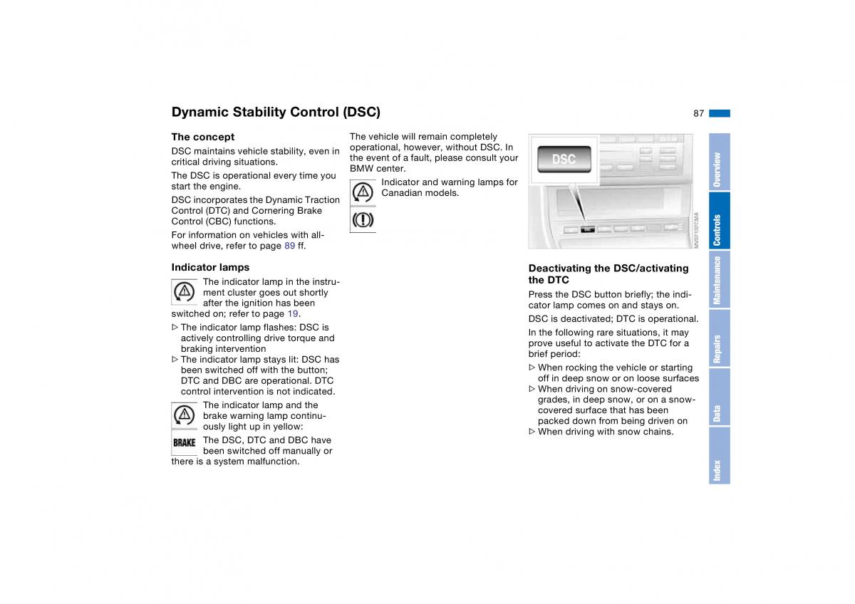 BMW E46 owners manual / page 87