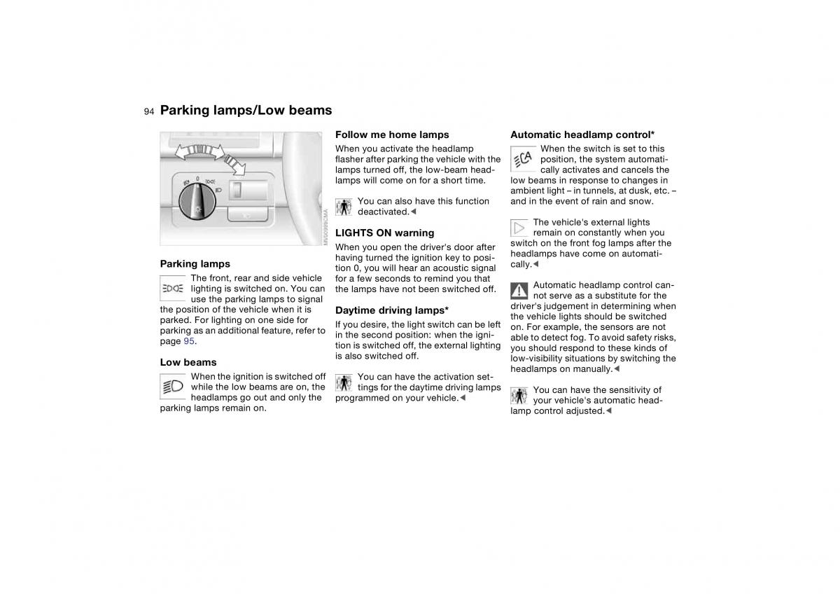 BMW E46 owners manual / page 94