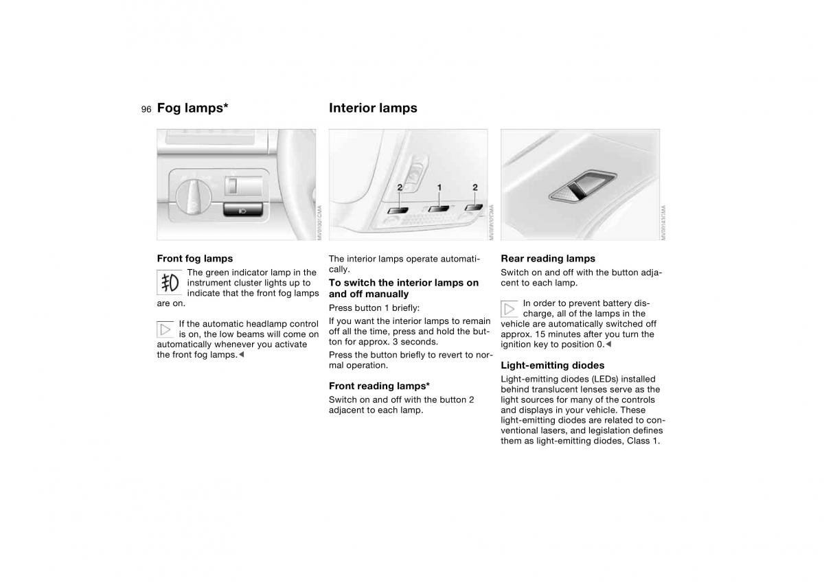 BMW E46 owners manual / page 96