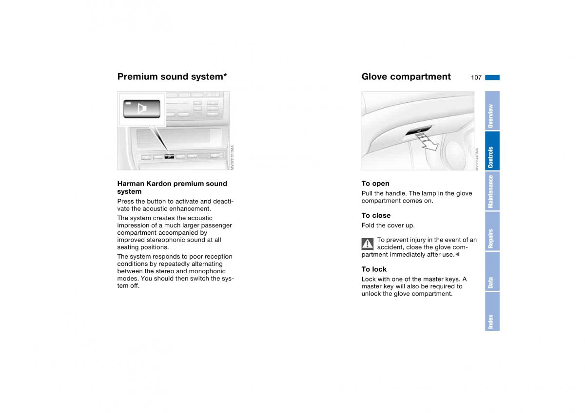 BMW E46 owners manual / page 107