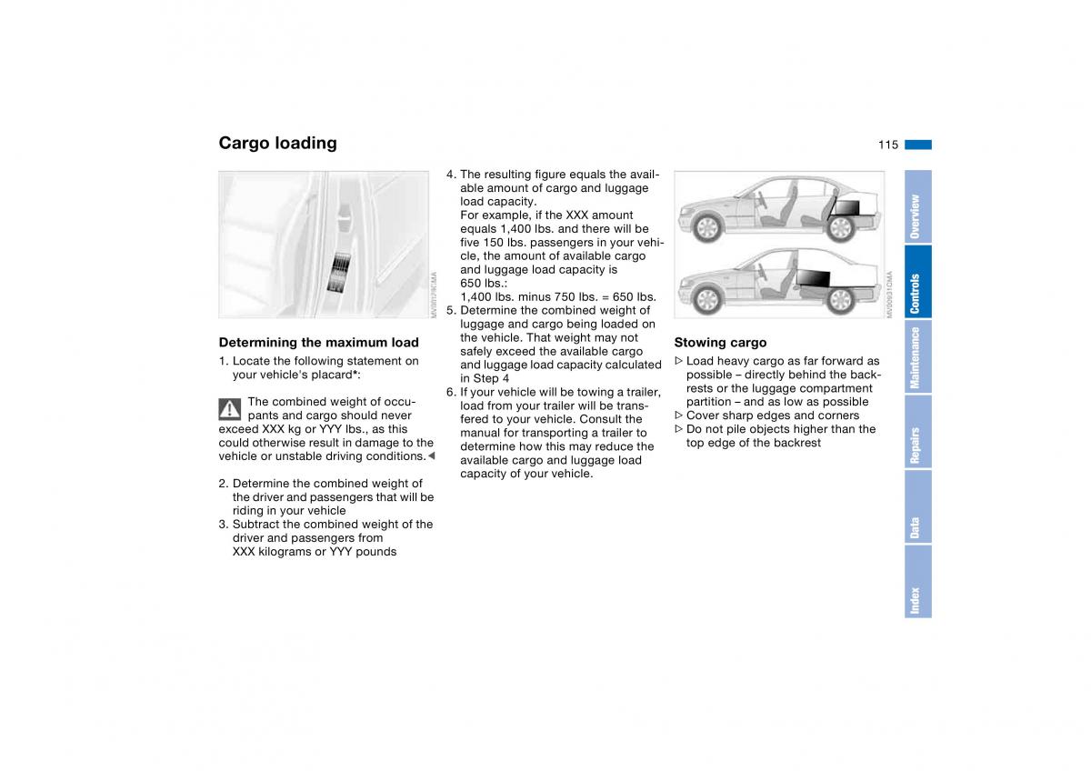 BMW E46 owners manual / page 115