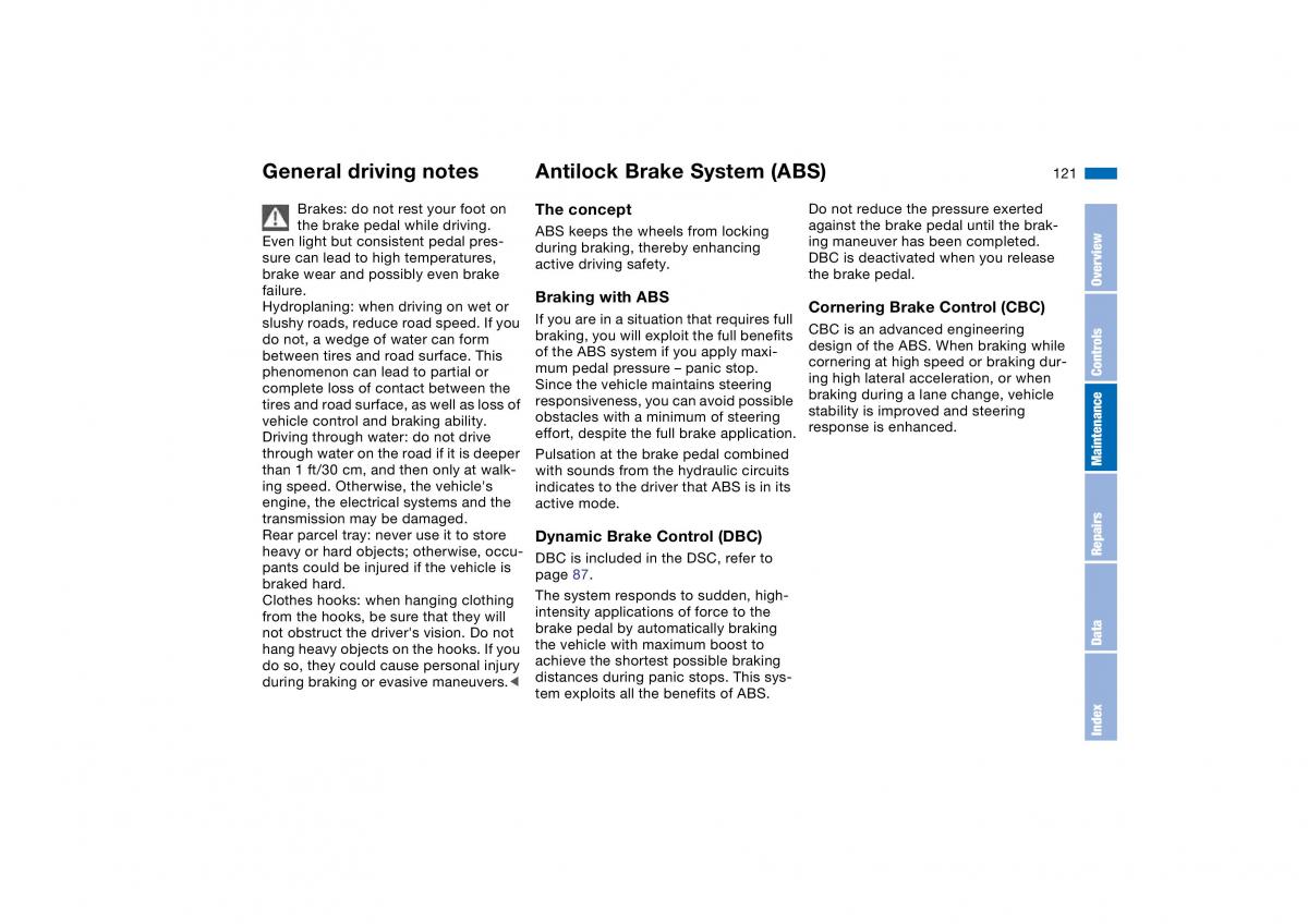 BMW E46 owners manual / page 121