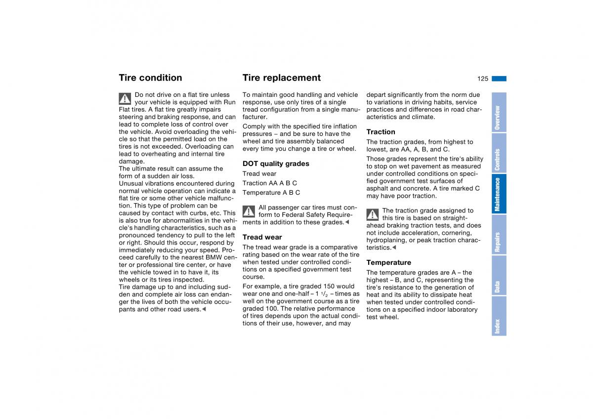 BMW E46 owners manual / page 125