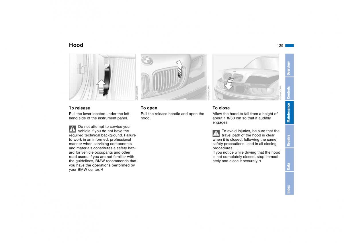 BMW E46 owners manual / page 129