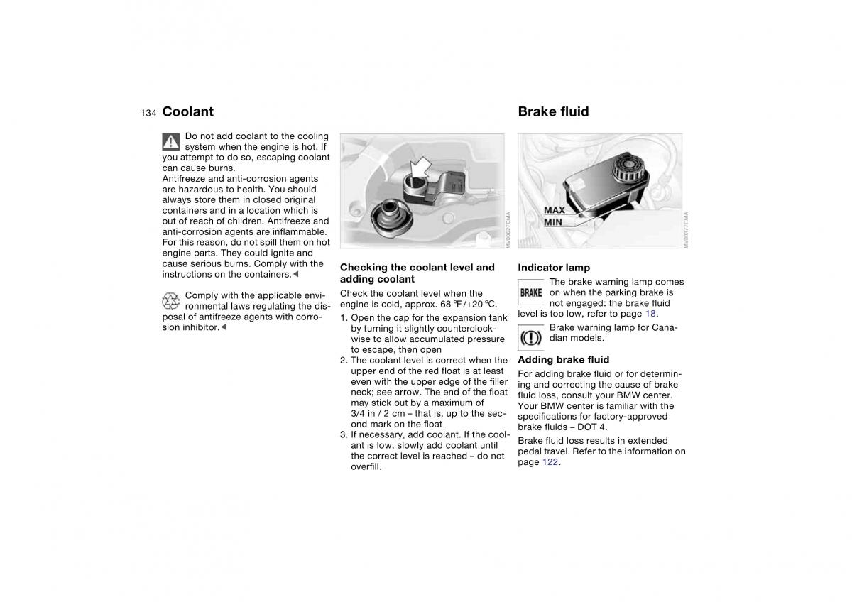 BMW E46 owners manual / page 134