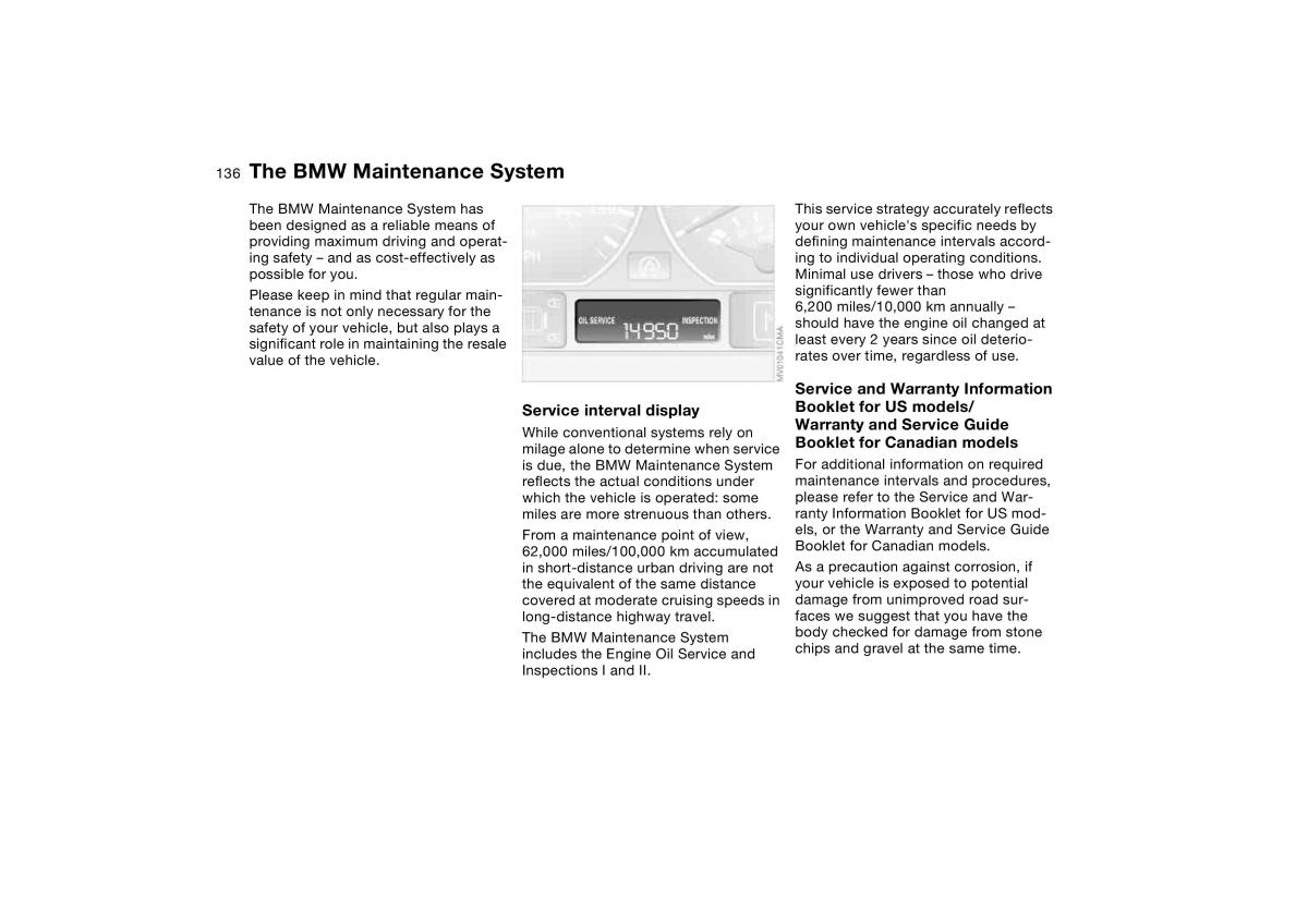 BMW E46 owners manual / page 136