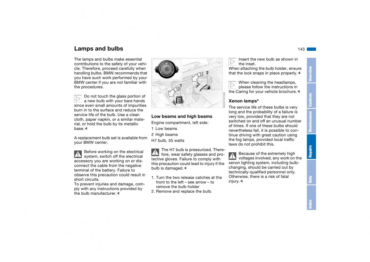 BMW E46 owners manual / page 143