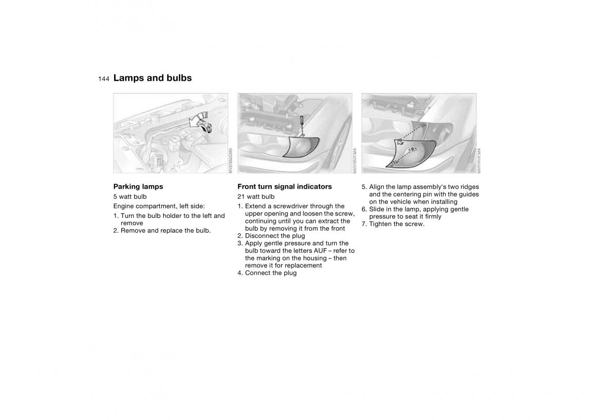 BMW E46 owners manual / page 144