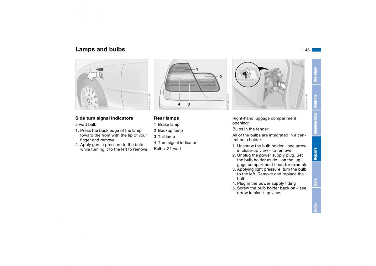 BMW E46 owners manual / page 145