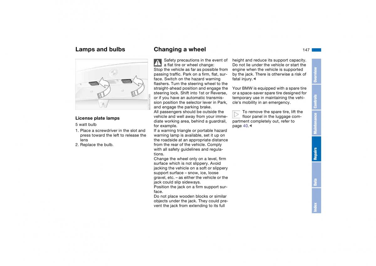 BMW E46 owners manual / page 147